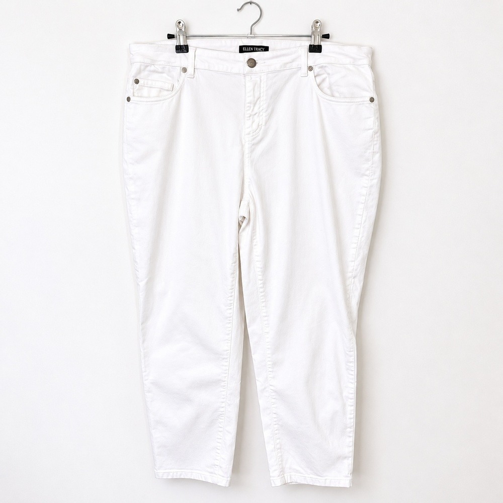 Eileen Fisher Denim Jeans Women 16W White Straight Leg‎ Organic Cotton